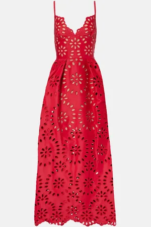 Elie saab Abito lungo in raso con ricamo