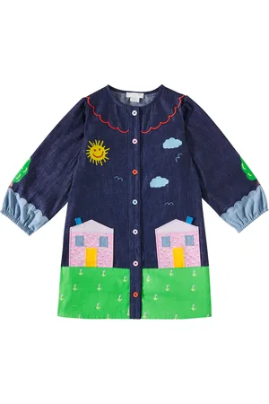 Stella McCartney Abito di jeans con stampa e ricamo