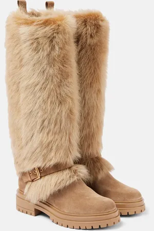 Gianvito Rossi Stivali in shearling con suede