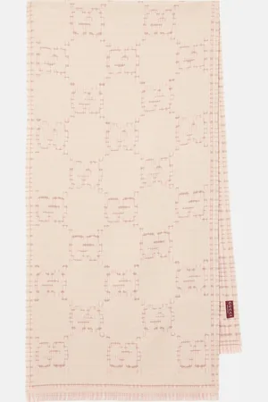 Gucci Sciarpa in jacquard di misto lana GG
