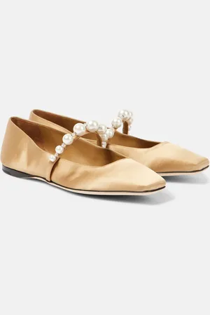 Jimmy Choo Ballerine Mary Jane Ade in raso con perle bijoux