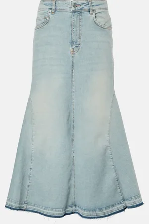 Ganni Gonna midi di jeans a vita alta