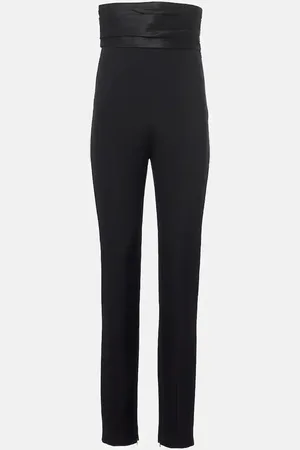Khaite Pantaloni slim Lenro a vita alta con raso