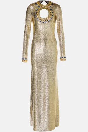 Paco rabanne Abito lungo in lurex® con cristalli e cut-out