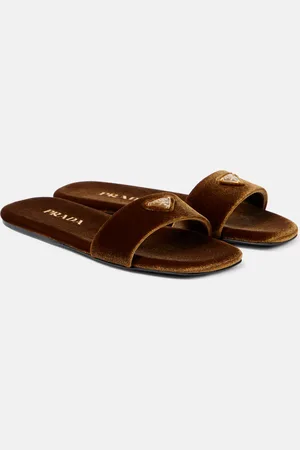 Prada Sandali in velluto con logo