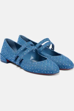 Christian Louboutin Ballerine Mary Jane Sweet Jane in denim con cristalli