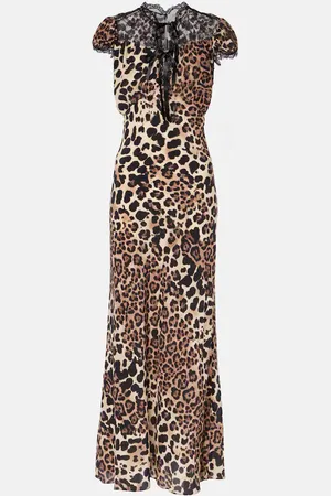 RODARTE Abito midi in seta con stampa leopardata