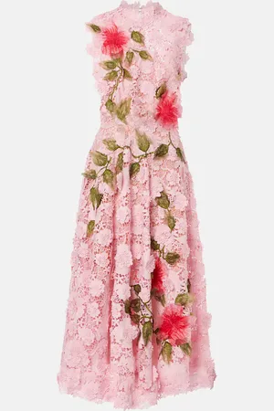 Oscar de la Renta Abito midi in pizzo guipure