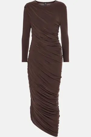 Norma Kamali Abito midi in jersey con ruches