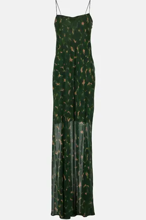 DRIES VAN NOTEN Abito lungo in seta con stampa