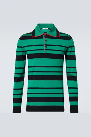WALES BONNER Polo Sitar in lana e seta a righe