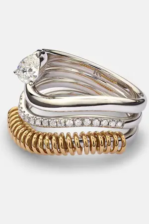 Rainbow K Anello Versus Pear in 18kt e bianco 18kt con diamanti