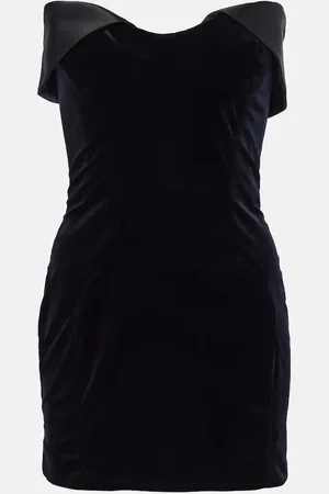 MUGLER Abito corto in velluto con raso