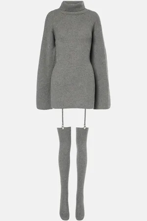 AYA MUSE Abito corto Cursa in cashmere con calze