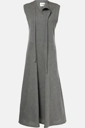 Jil Sander Abito midi in canvas di lana vergine