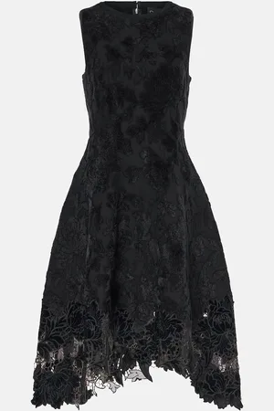 Oscar de la Renta Abito lungo in jacquard di velluto e pizzo