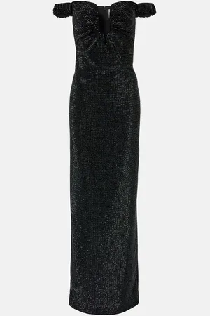 Roland Mouret Abito lungo con scollo bardot e cristalli