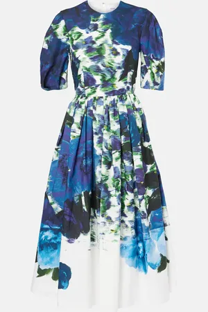 Erdem Abito midi in cotone con stampa floreale