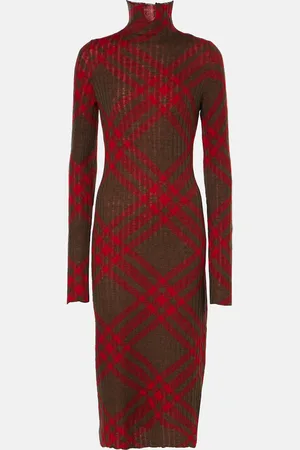 Burberry Abito midi Check in maglia