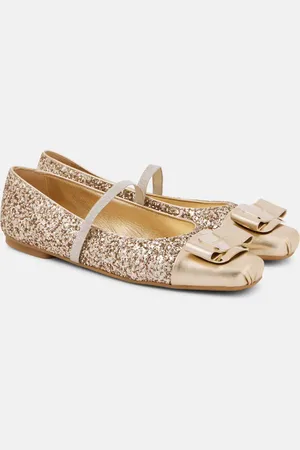 Salvatore Ferragamo Ballerine Zina con glitter e pelle