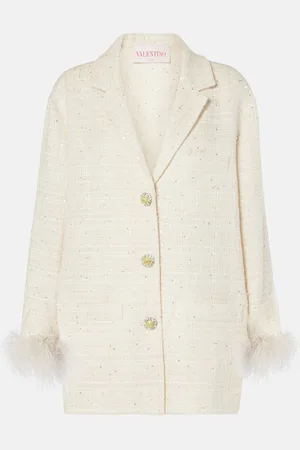 VALENTINO Giacca Mossi in tweed con piume