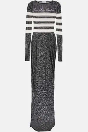 Jean Paul Gaultier Abito lungo Marinière in mesh a righe