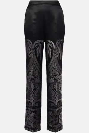 Etro Pantaloni in misto seta con ricamo