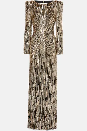 Jenny Packham Abito lungo Avalon con paillettes