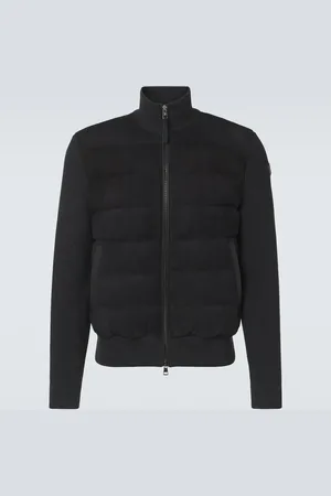 Moncler Cardigan imbottito in lana con pelle