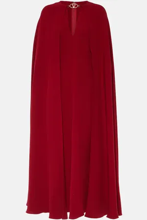 VALENTINO Abito lungo in seta cady couture con mantella