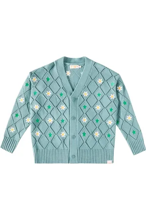Tiny Cottons Cardigan in cotone e lana con ricamo