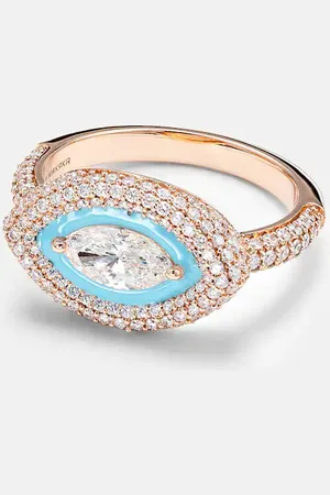 Kamyen Anello per mignolo Marquise Eye in rosa 18kt con diamanti