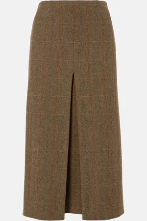 Loro Piana Gonna midi in lana e cashmere a quadri