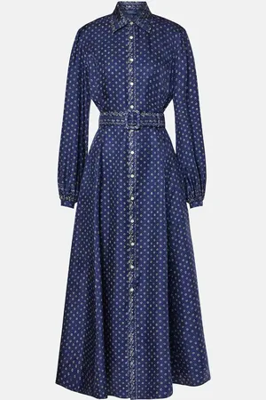 Ralph Lauren Abito midi in seta con stampa paisley