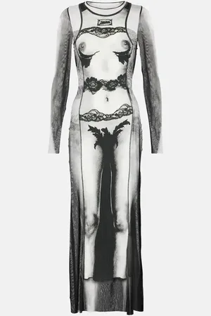 Jean Paul Gaultier Abito lungo Marinière in mesh