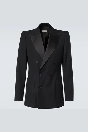 DRIES VAN NOTEN Blazer da smoking doppiopetto in misto lana