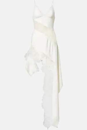 DAVID KOMA Bridal - Abito corto asimmetrico con pizzo