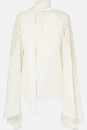 Elie saab Blusa in georgette con pizzo