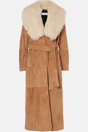 Nour Hammour Cappotto Dakota in suede con shearling
