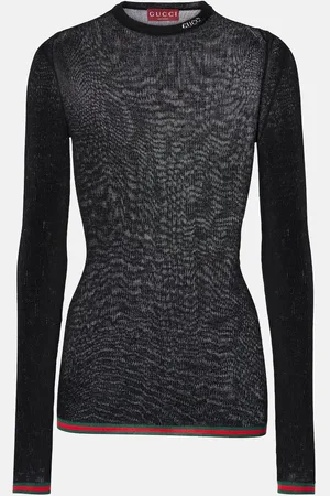Gucci Top in maglia di cashmere e seta a coste