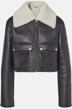 Dolce & Gabbana Giacca cropped in pelle con shearling