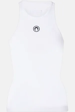 Marine Serre Tank top Moon in jersey di misto cotone