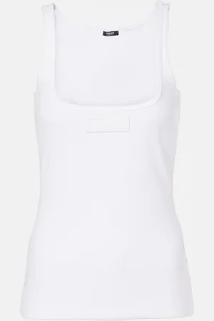 VERSACE Tank top in misto cotone a coste
