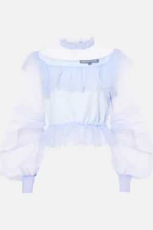 SUSAN FANG Top in organza con maniche a sbuffo