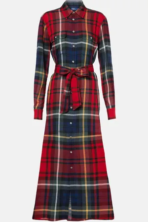 Ralph Lauren Abito chemisier in misto cotone a quadri