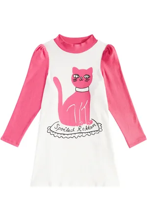 Mini Rodini Abito Cat in jersey di misto cotone