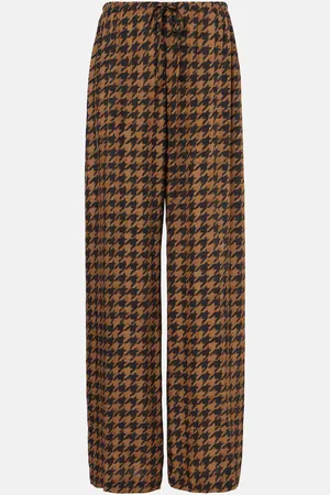 DRIES VAN NOTEN Pantaloni regular in raso pied-de-poule