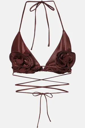 MAGDA BUTRYM Top bikini a triangolo con applicazioni floreali