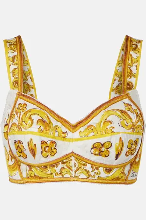 Dolce & Gabbana Top cropped Majolica in popeline
