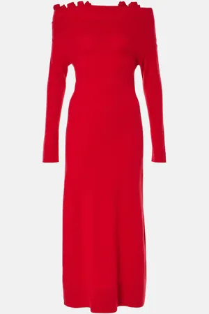Altuzarra Abito lungo Lunaire in cashmere con scollo bardot